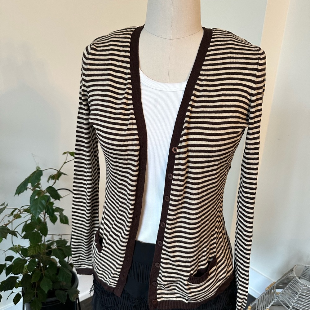 Striped Brown and White Women's Sweater
